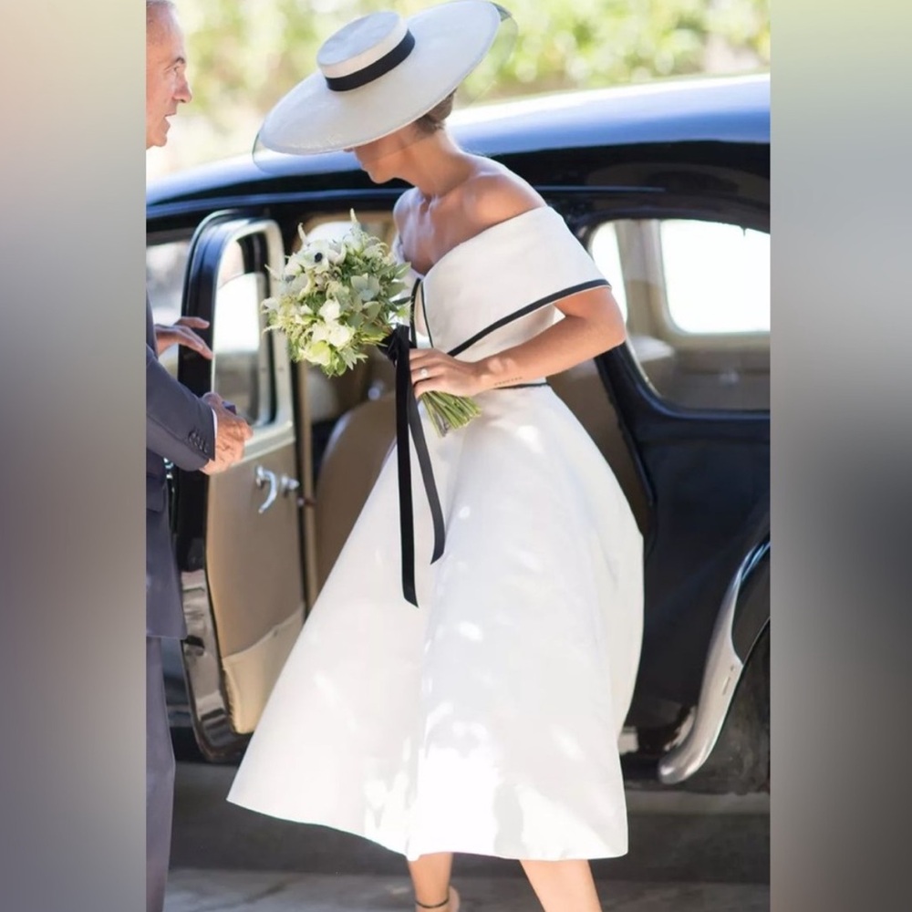 Cinderella White & Navy-trim Dress + Matching Hat